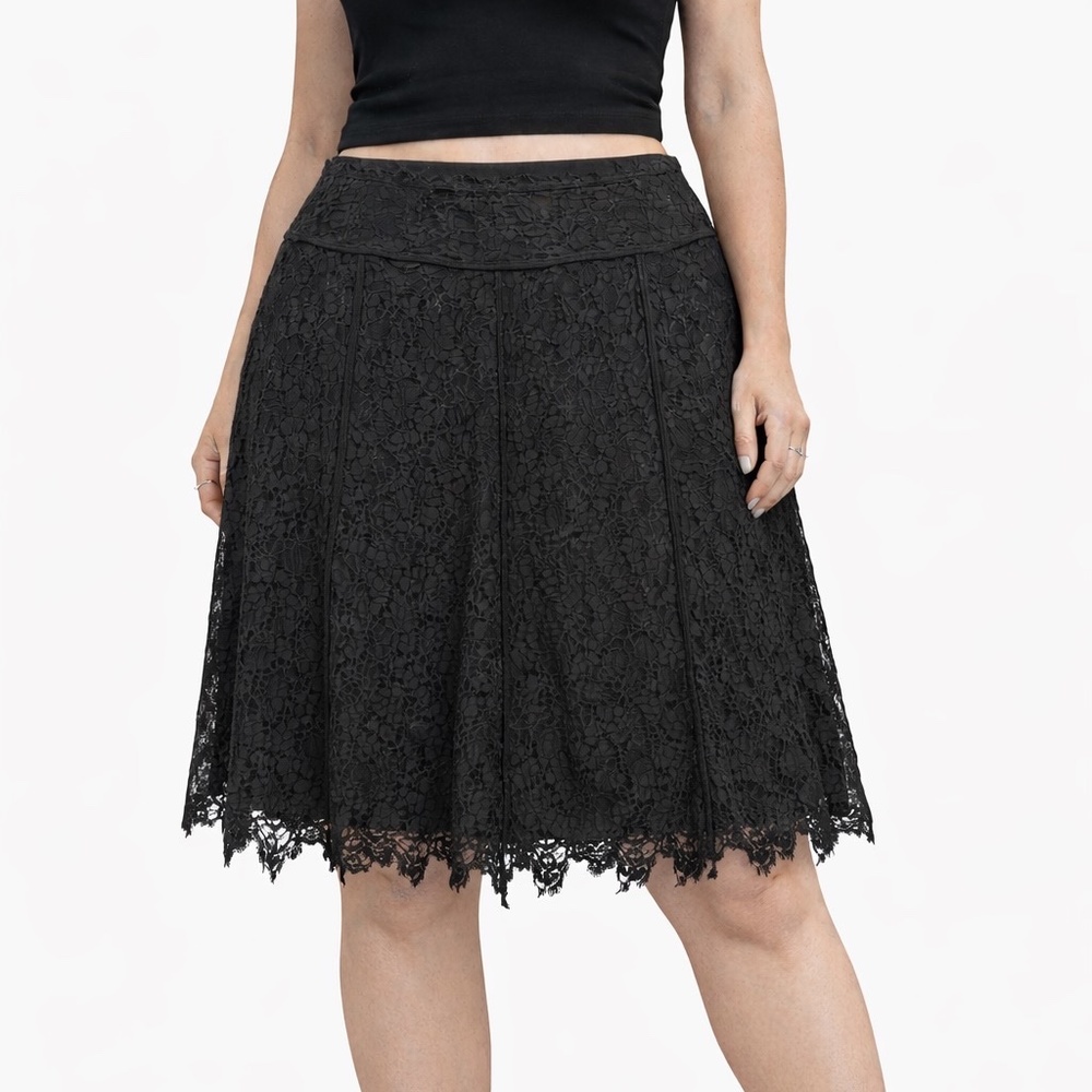 International Concepts Lace Skirt Womens Size 16W Black Jagged Hem Goth Bikercor